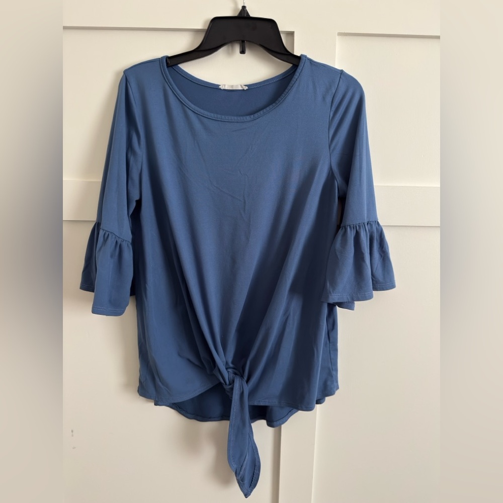 Women's Blue Tie-Front Top